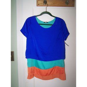 Renuar Top Color Block Tunic Layers M NWT